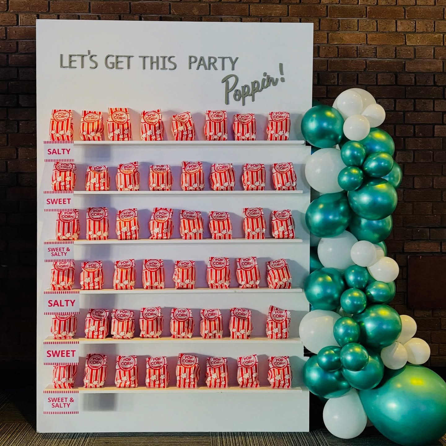 Brand new &ldquo;Wall&rdquo; available for hire, wording can be changed to suit your event and the wall can become any kind of wall you like! 😍

With six shelves for you to fill with popcorn, sweets, snacks, crisps, wedding favours etc the possibili
