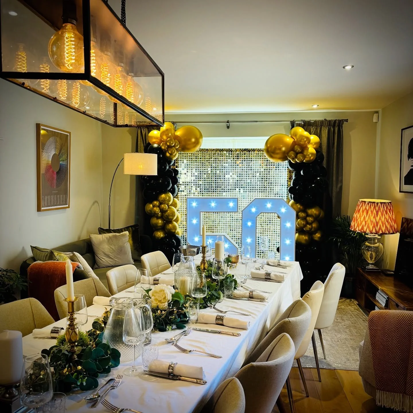 Another event from the weekend was my gold shimmer wall with gold and black balloons and 4ft light up numbers 50! 😍

A house party with 14 guests and the shimmer wall and numbers were a surprise! 🥰 

#eventhire #birthday #surpriseparty #celebrate #