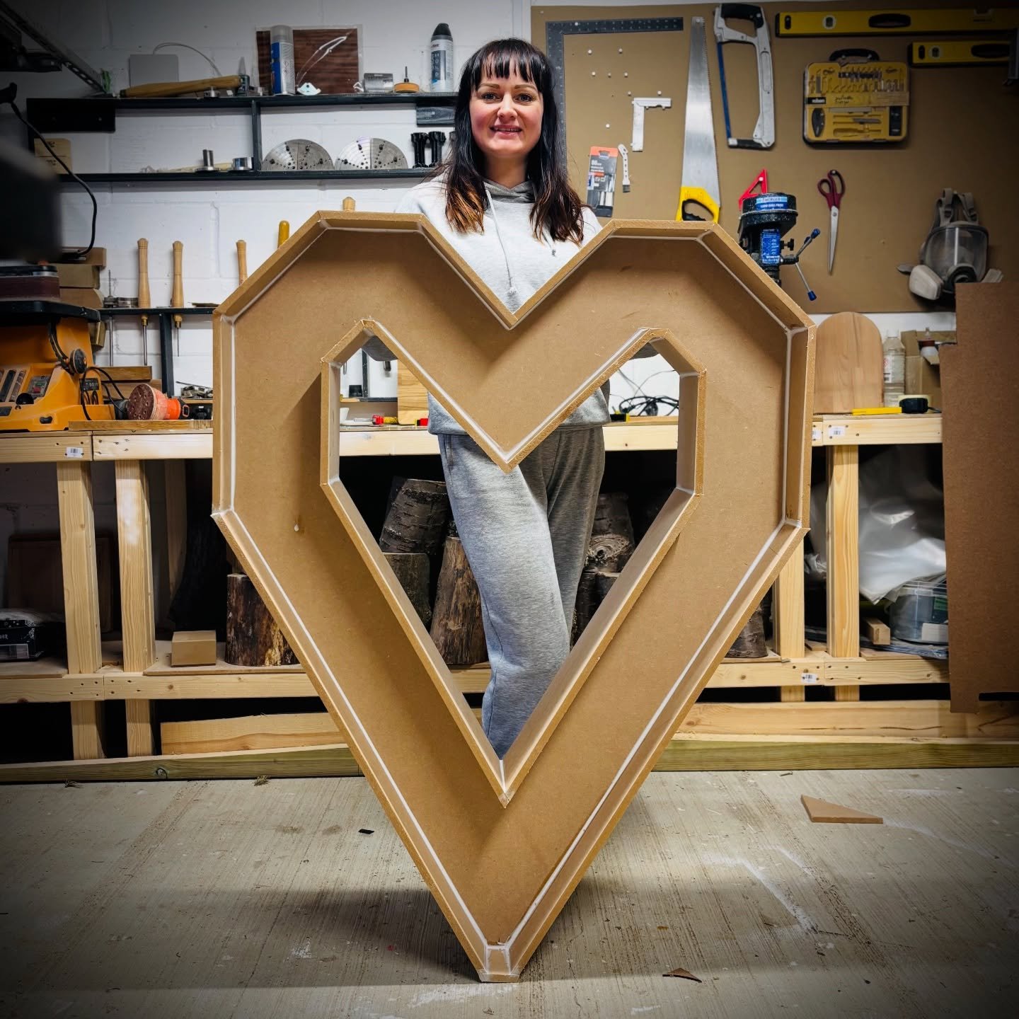 As you all know, and it&rsquo;s something I say proudly, all of my wooden items are handmade by me in my workshop! 😍😍

This is one of many new items coming in 2026 and it will be a 4ft Light Up Heart! ❤️ 

Now to spray paint white and add LEDs!
