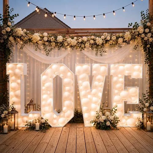 Balloon filled LOVE letters for an engagement party in Newmarket