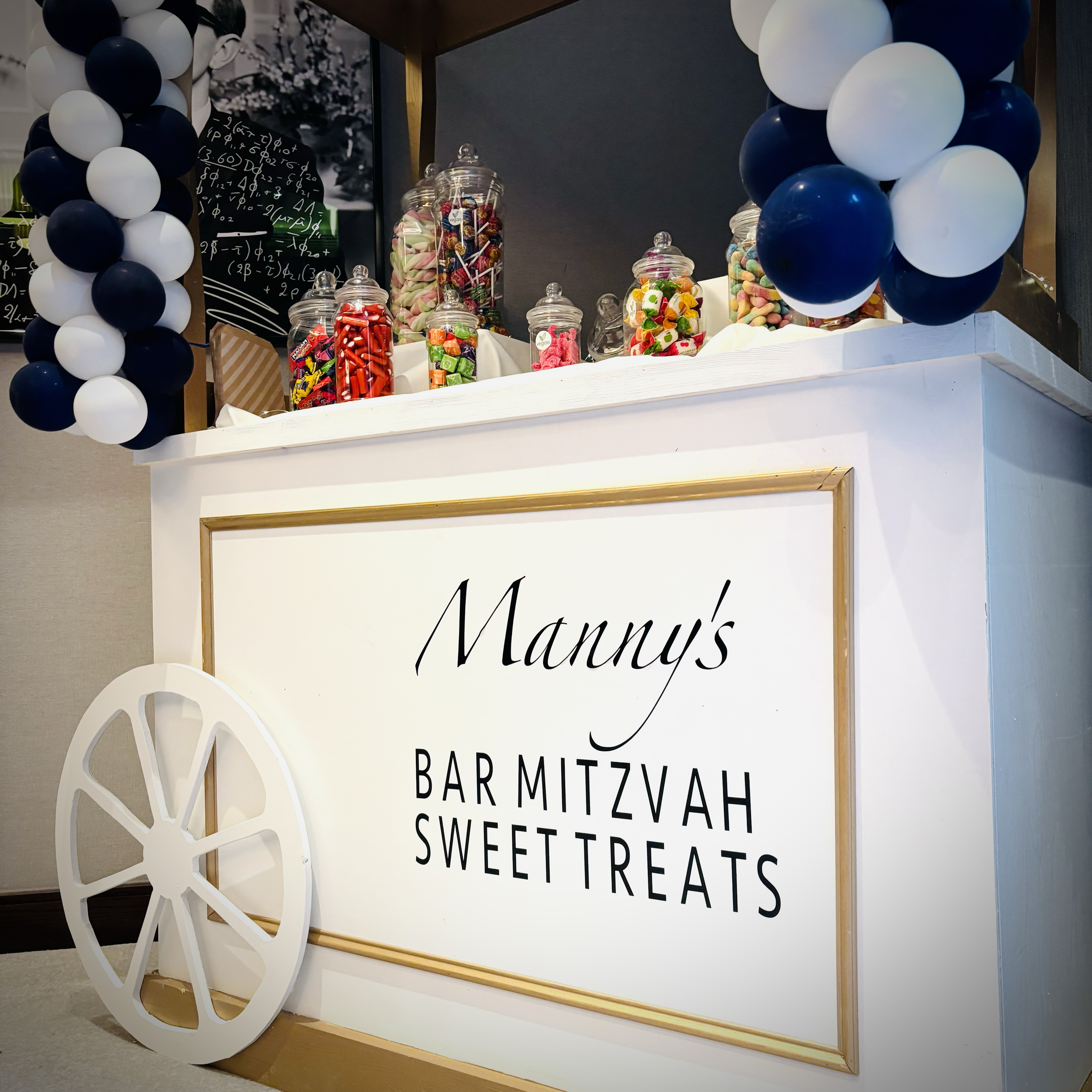 Candy Cart supplied with sweets for Bar Mitzvah at The Fellows House in Cambridge 