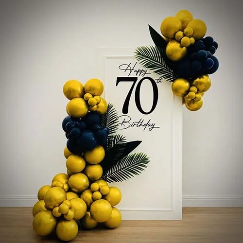 A home display for a 70th Birthday with Balloon Decoration in Burwell