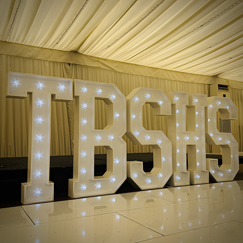 Light up "TBSHS" for The Bishops Stortford High School Leavers Prom at Quendon Hall