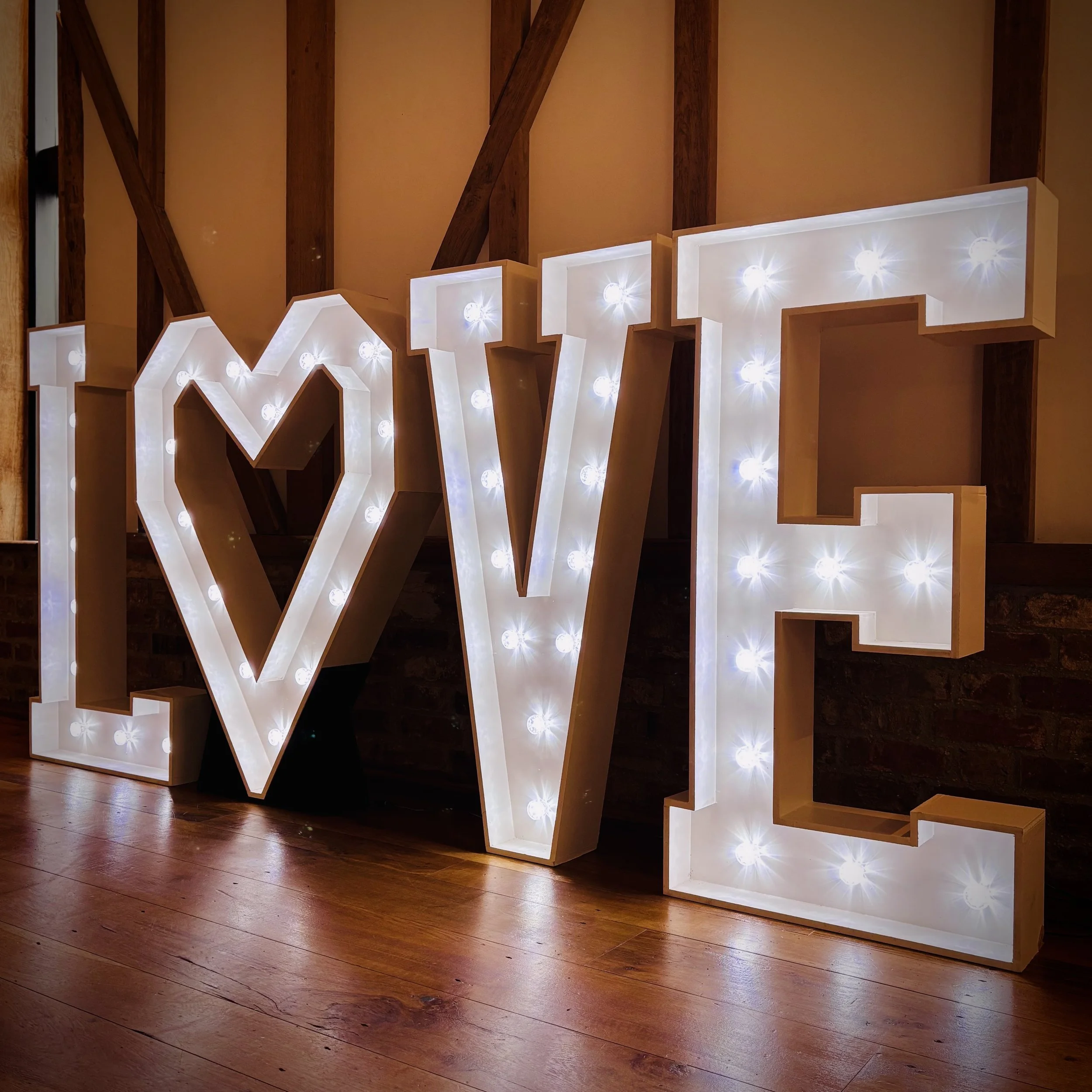 4ft Light Up LOVE letters with Light Up Heart at Fulbourn Lodge, Cambridge