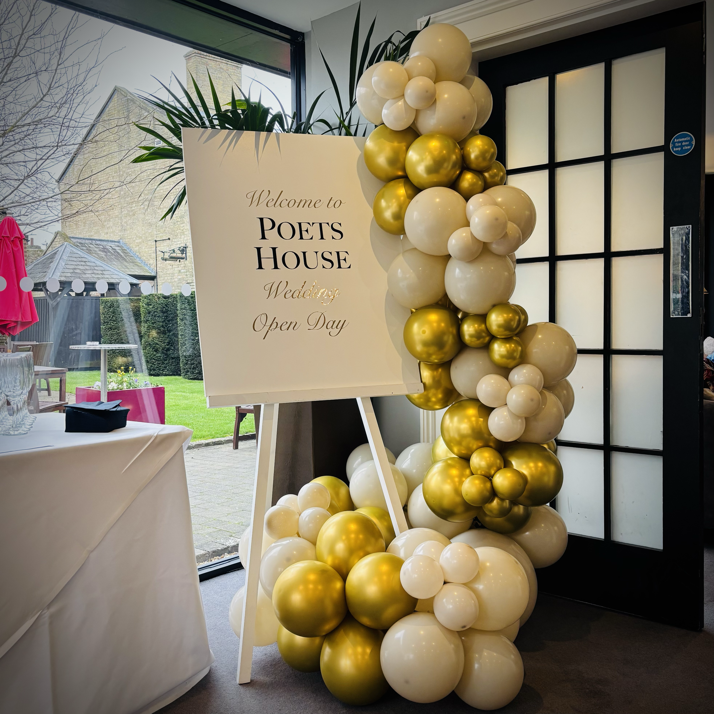 Welcome sign at Poets house in Ely, Cambridgeshire. 