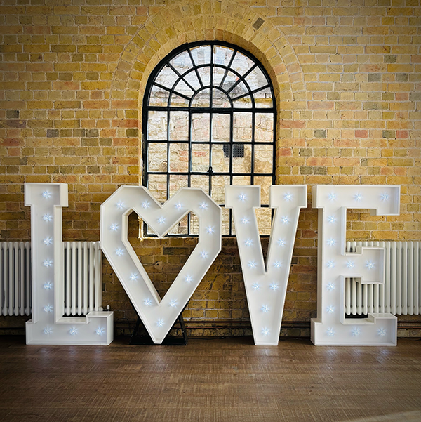 Light Up LOVE letters for a wedding reception at The Red Lion in Soham