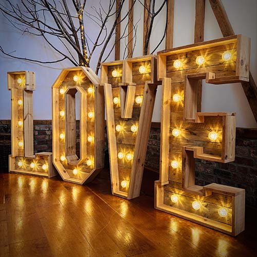 Rustic LOVE letters for a wedding at Fulbourne Lodge in Cambridge