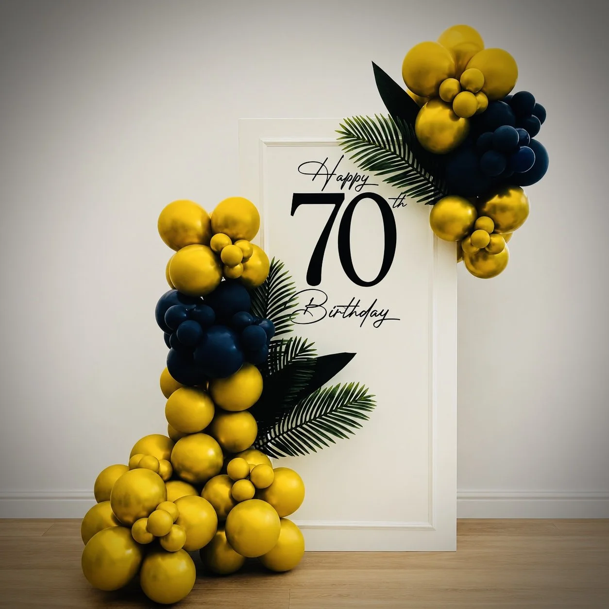 Personalised 70th Birthday Display with Balloon Decor created for home use in Burwell 