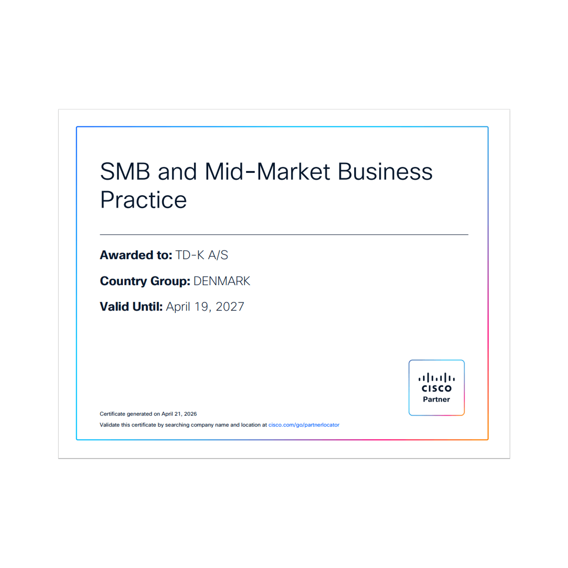 TD-K blandt de første i Danmark med ny Cisco-certificering