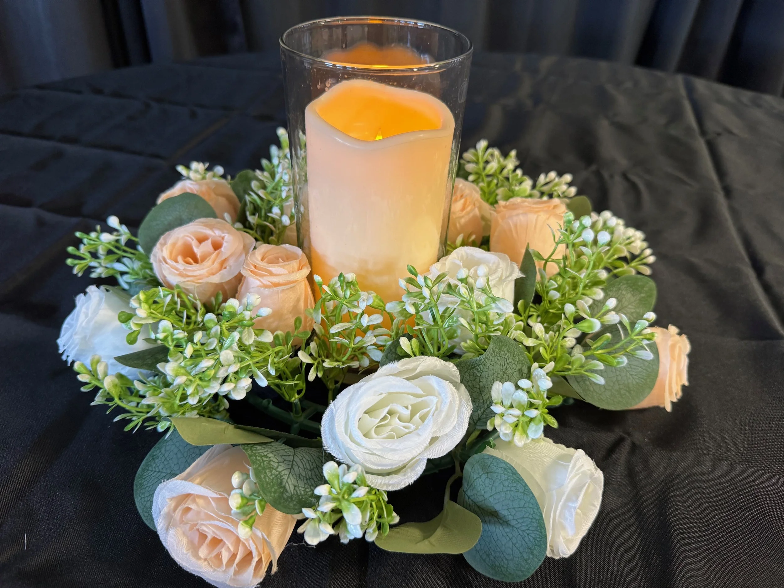 Blush Floral Ring with Candle