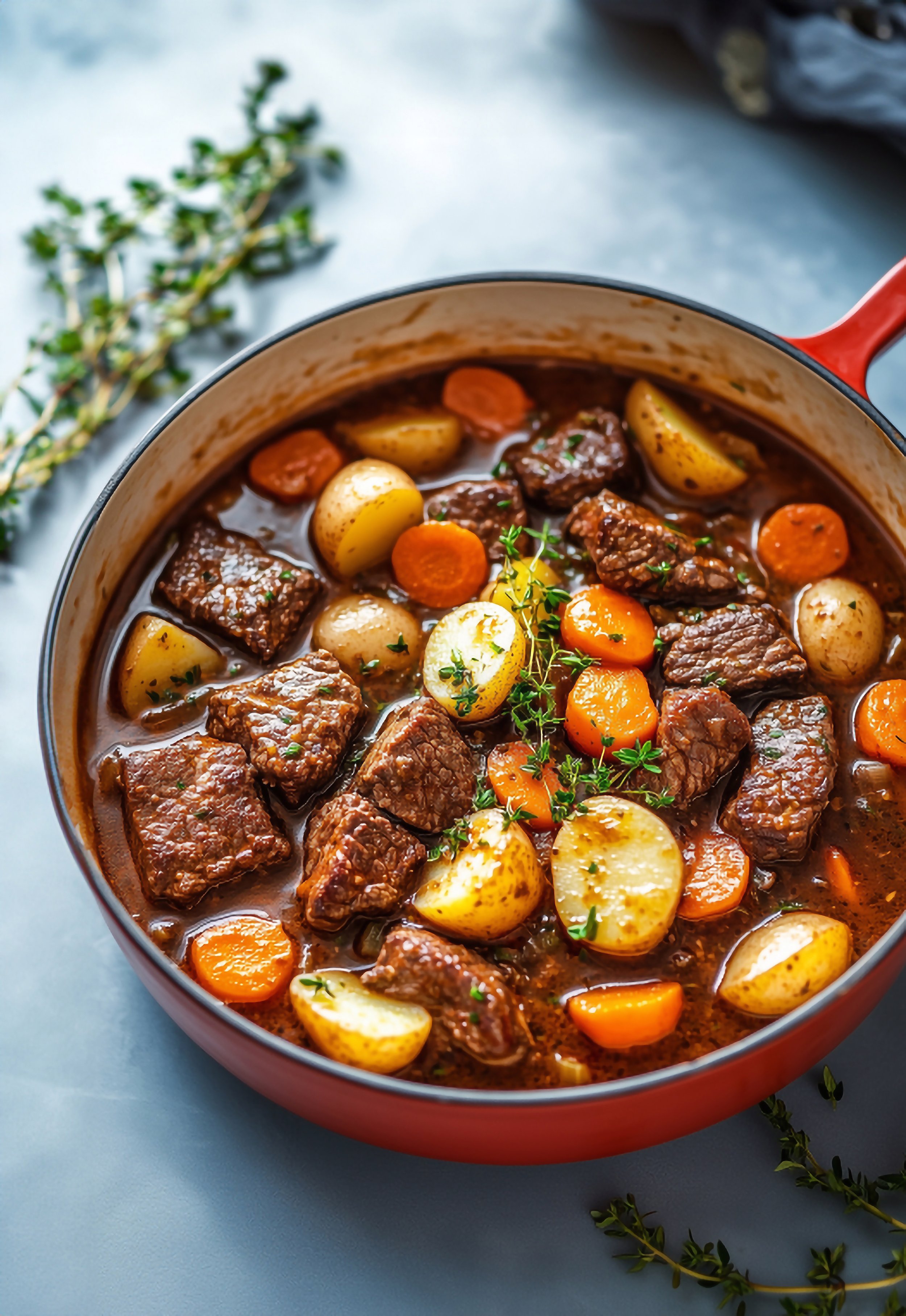 Bilde av ungarsk gulasj, gulyas med biff og grønnsaker, laget av Rolis Kjøttkjeller på Nordstrand Oslo