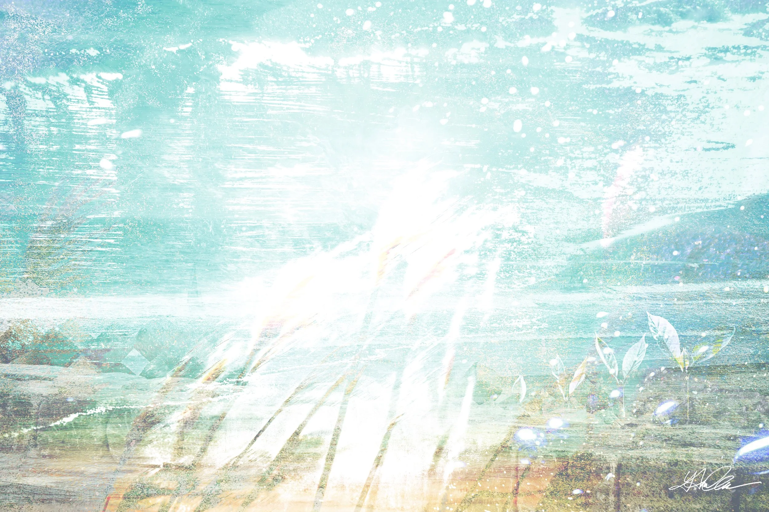 Abstract art with texture and blue hues