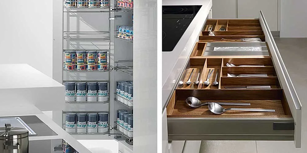 practical, kitchen, storage, cutlery, drawer, pull out, cupboard