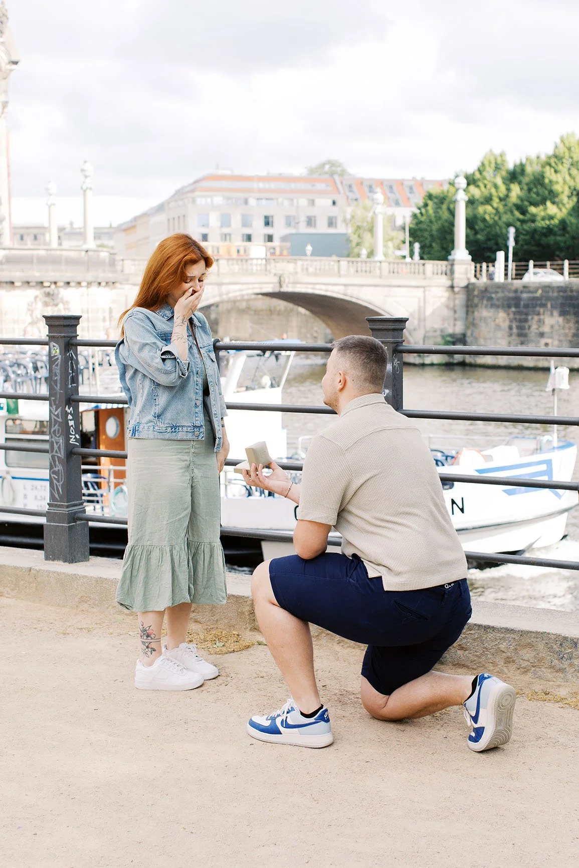 Berlin Proposal at a romantic location at Museum Island, by Duo Chen Photography 