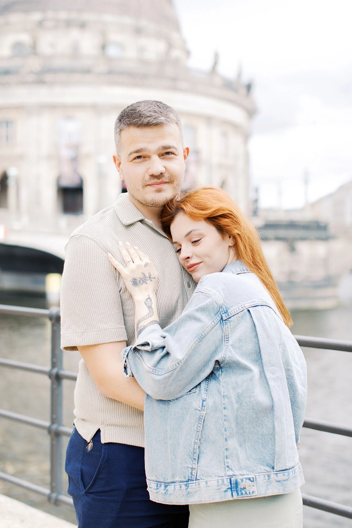 Portraits of a engaged couple after a Berlin Proposal at Museum Island by Duo Chen Photography 