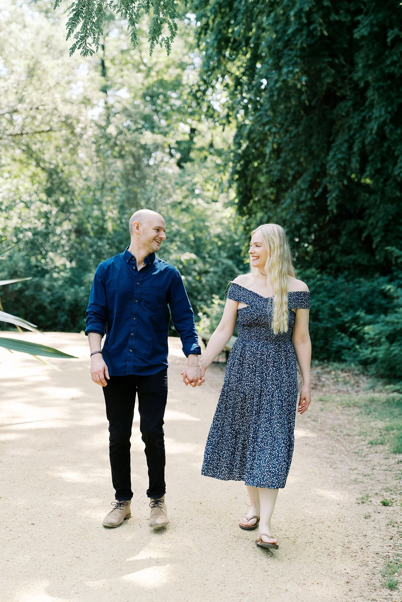 Engagement photo of a couple Peacock Island in Berlin