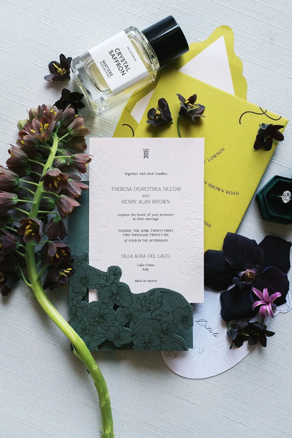 A flat lay detail shot of a luxury wedding in Berlin, Germany.