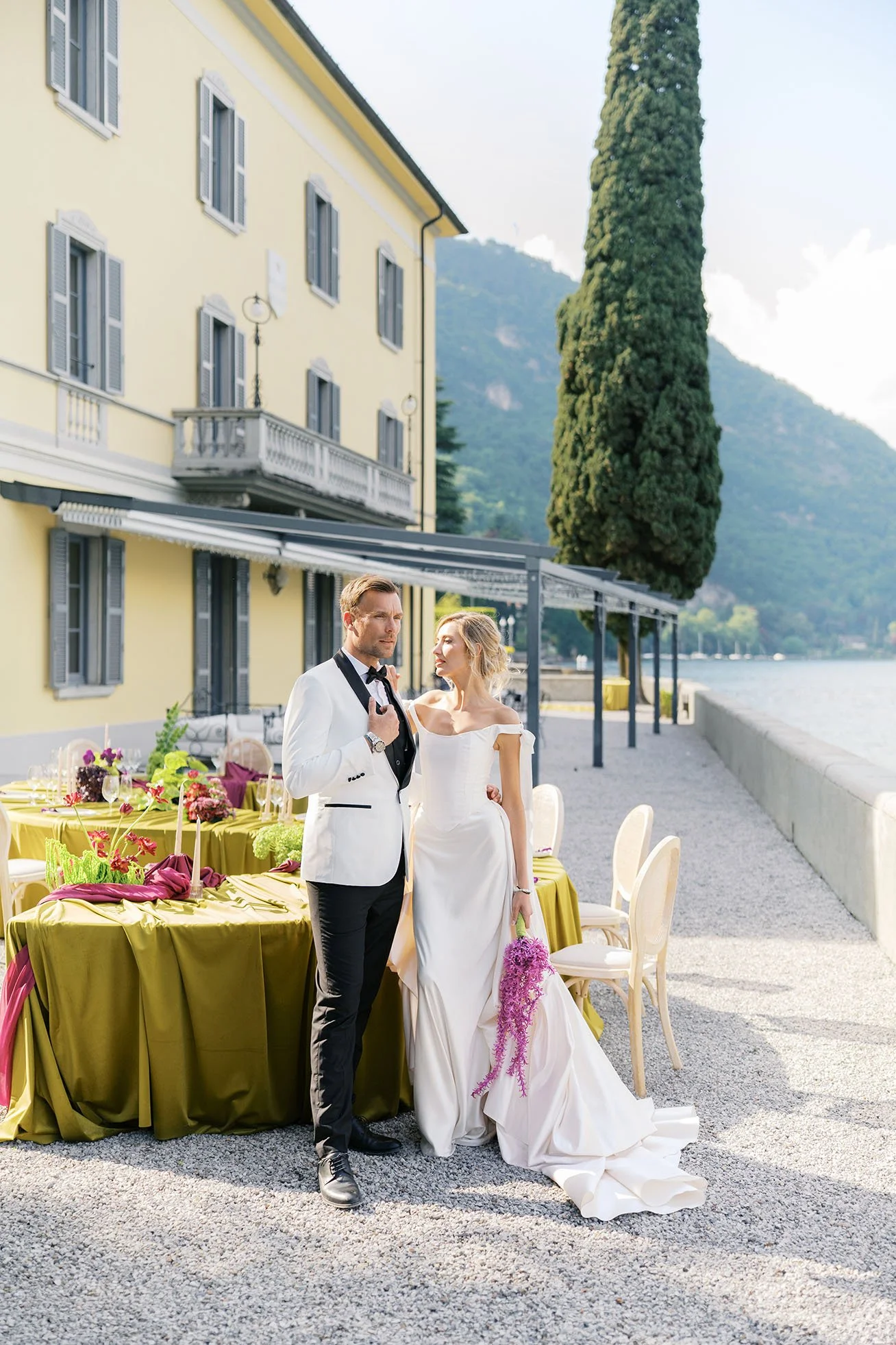 Modern, timeless wedding photos at Villa Aura del Lago, Limonta, Lake Como, Italy.