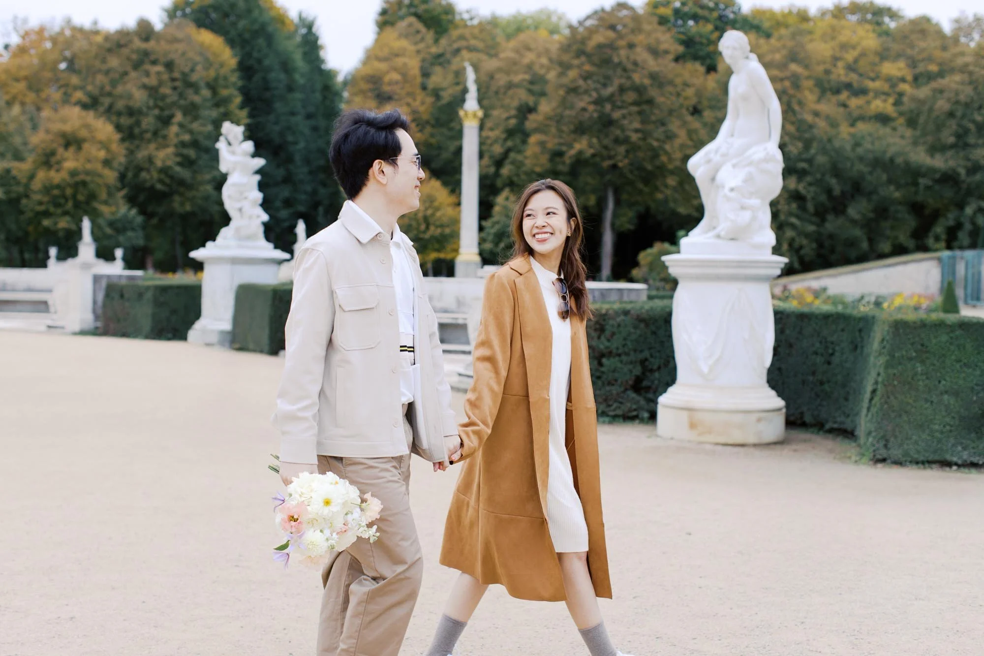 engagement photos after a proposal at schloss sanssouci park