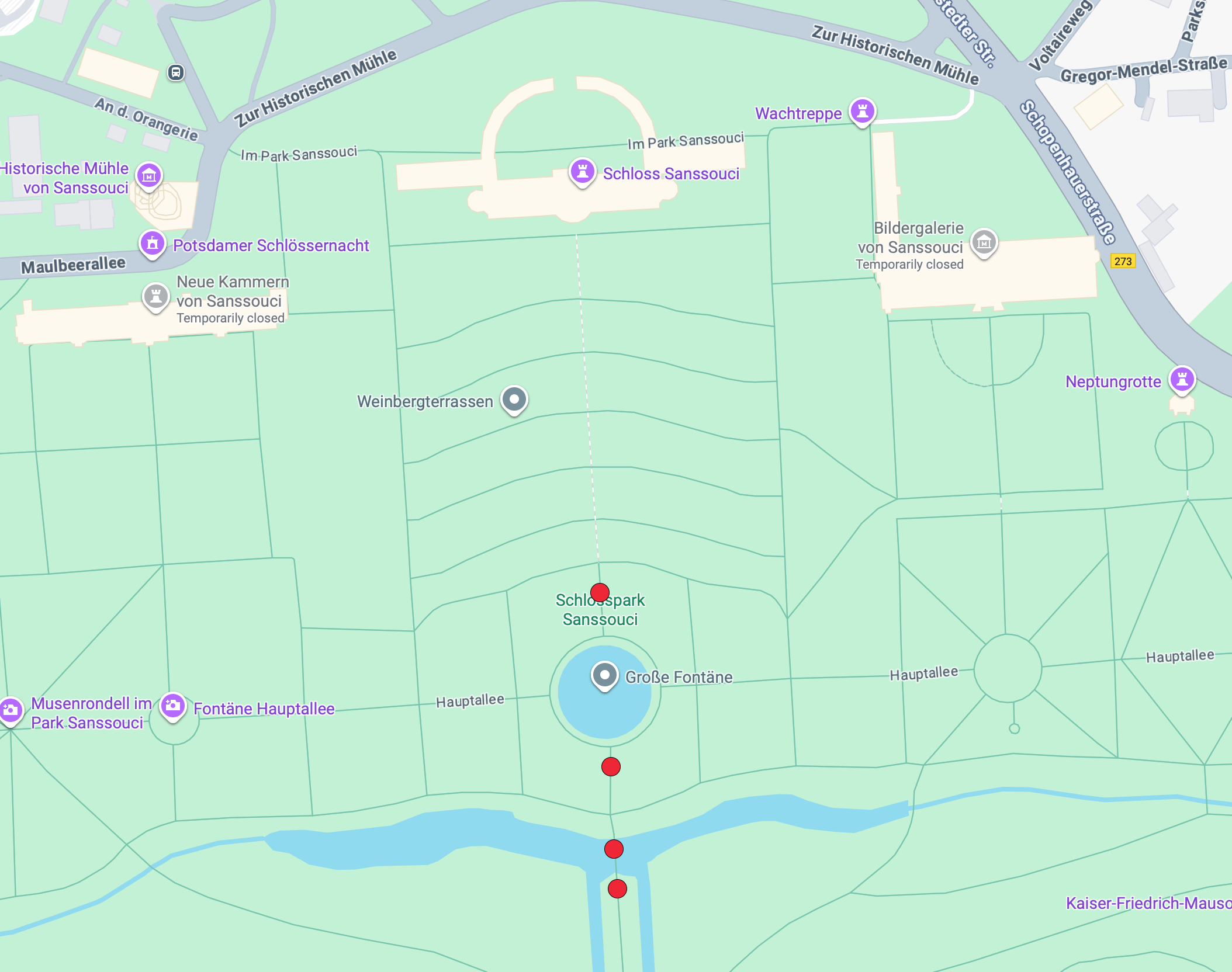 schloss sanssouci park proposal locations map
