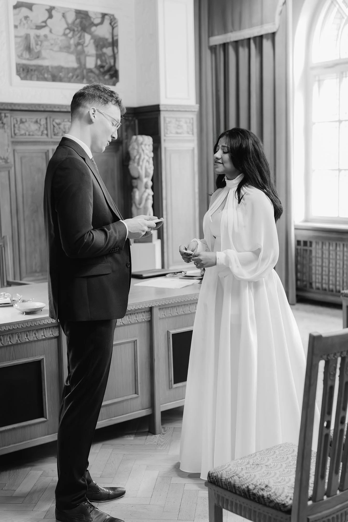 Emotional vow exchange during a Berlin town hall wedding at Pankow Standesamt.