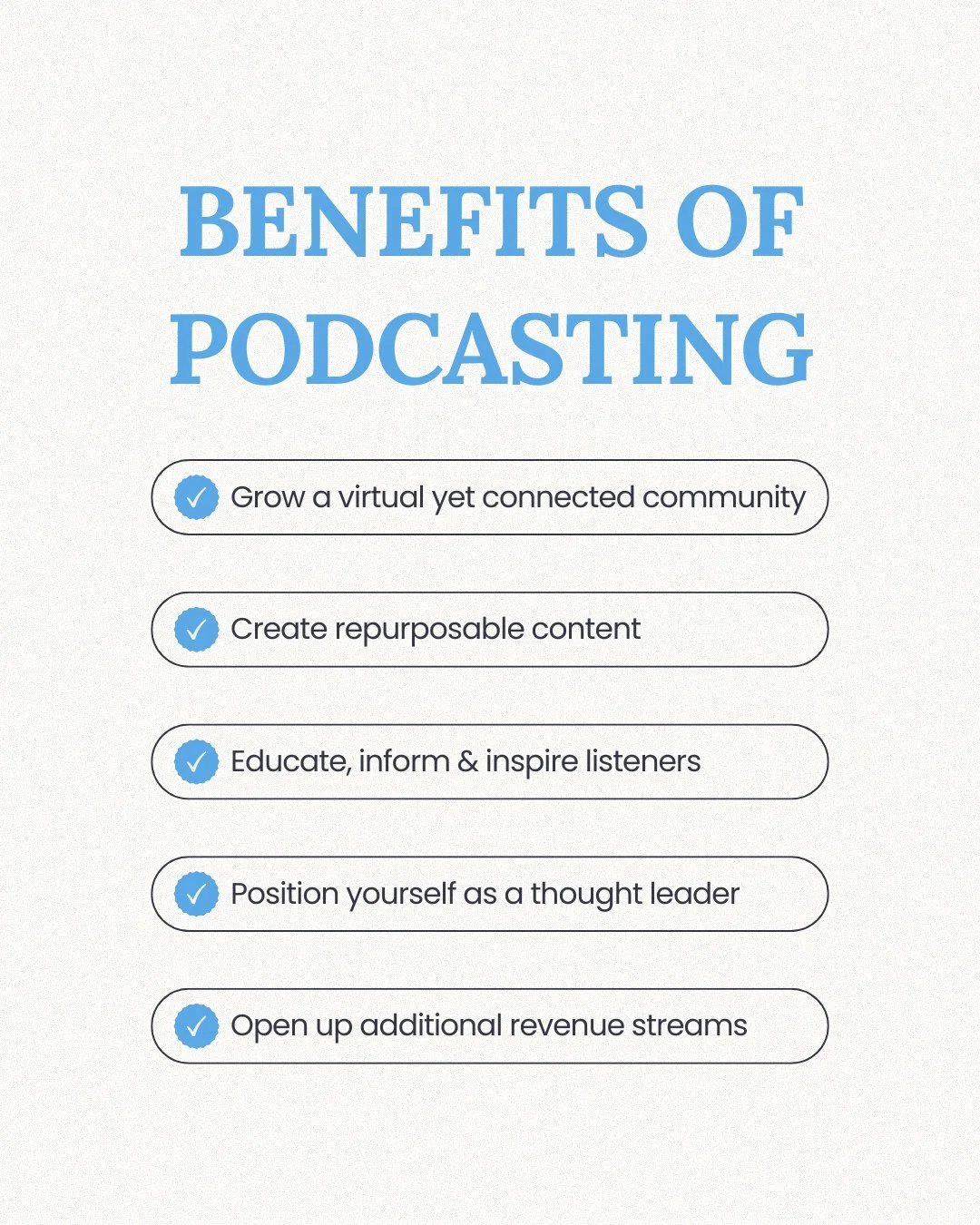 Would you like to launch your own podcast but feel unsure about how to get started? 
Click the link in our bio to read our blog post on the benefits of starting a podcasting. 
If you’re looking for more support, we also offer a podcast tr