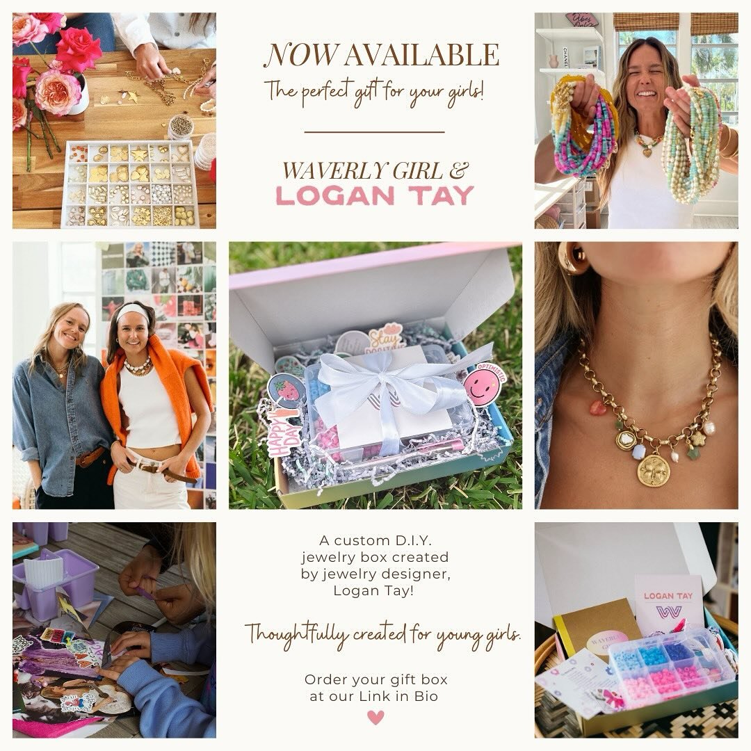 ✨ The Logan Tay Box is here! ✨ A one-of-a-kind D.I.Y. jewelry experience designed by Logan Tay, thoughtfully crafted for young girls. 🎁 The perfect pre-wrapped holiday gift to inspire creativity, style, and joy. 
Available now at Waverly Girl! (Link