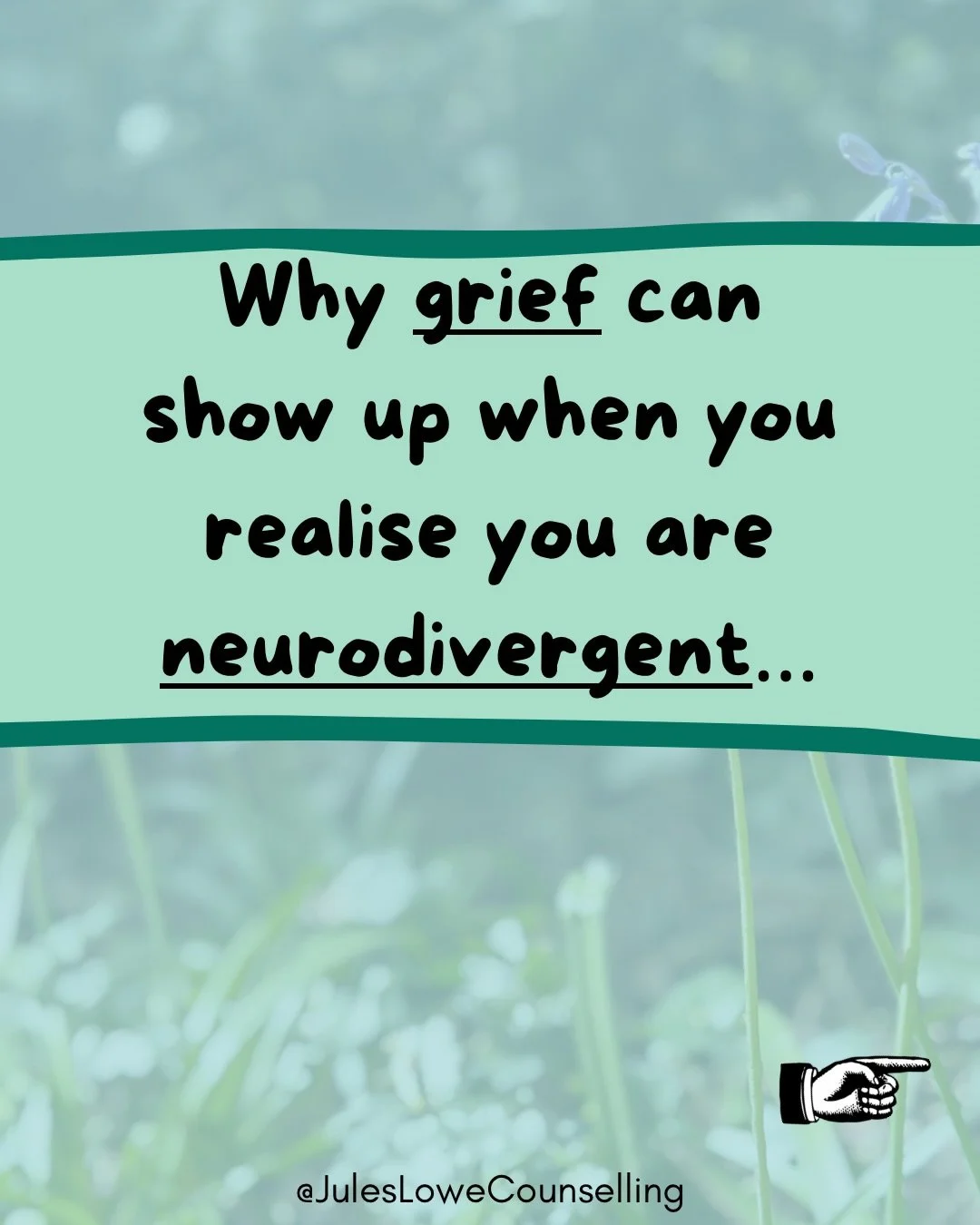 It is not my job to diagnose, but I can be there to help you gain a greater understanding of yourself and your relationships once you have received a diagnosis. 

🌿 Because this greater understanding can sometimes bring a whole heap of emotions to t