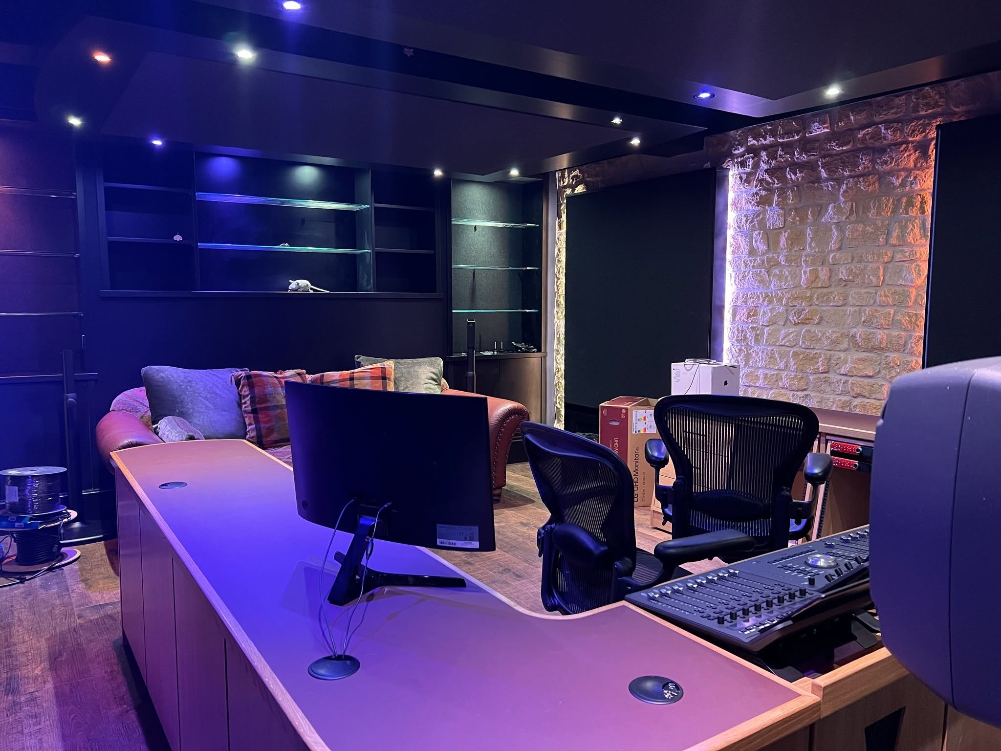 Another lovely studio we've had the pleasure to help bring to life 🔊

Although this pic isn't of the final deliverable you can already see the vibe of the place coming together with that black furniture and interiors, the beautiful brickwork walls a