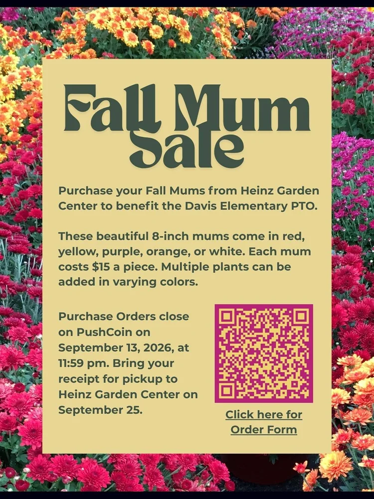Davis Elementary PTO Fall Mum Sale flyer