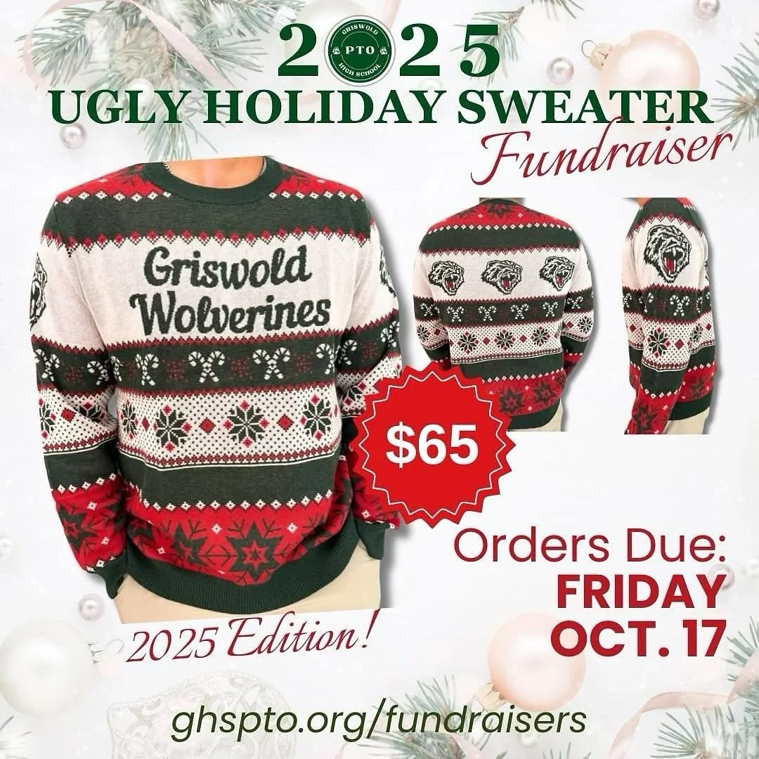 ⏰ LAST CALL! Tomorrow&rsquo;s the final day to order your 2025 Wolverine Ugly Holiday Sweater! Don&rsquo;t miss your chance to grab this year&rsquo;s festive edition and support the GHS PTO while showing off your school spirit! 🙌 
https://ghspto.org