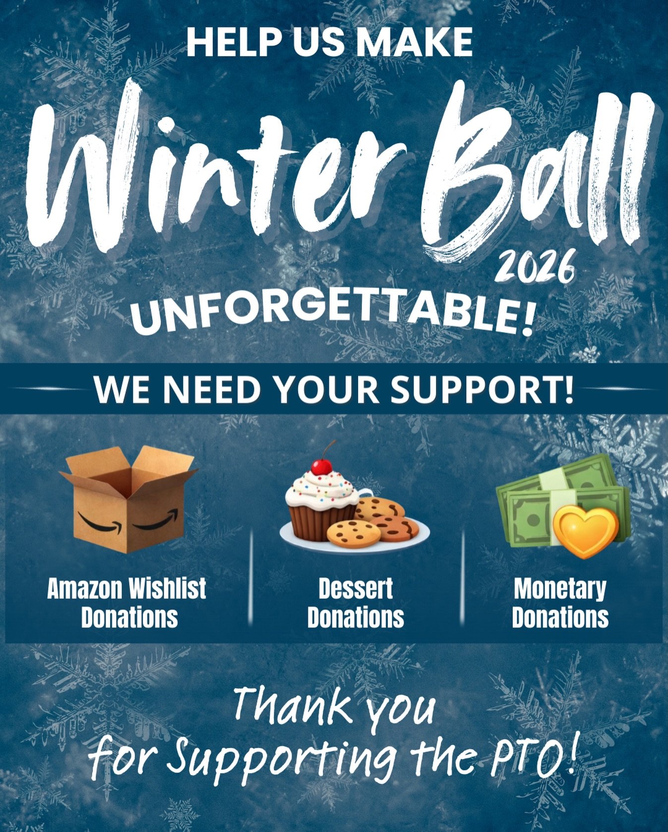 Winter Ball 2026 is coming up, and GHS PTO is asking for support to help make this a great night for our students.

There are several ways to donate:
&bull; Purchase items from our Amazon Wishlist
&bull; Donate desserts or sweet treats
&bull; Make a 