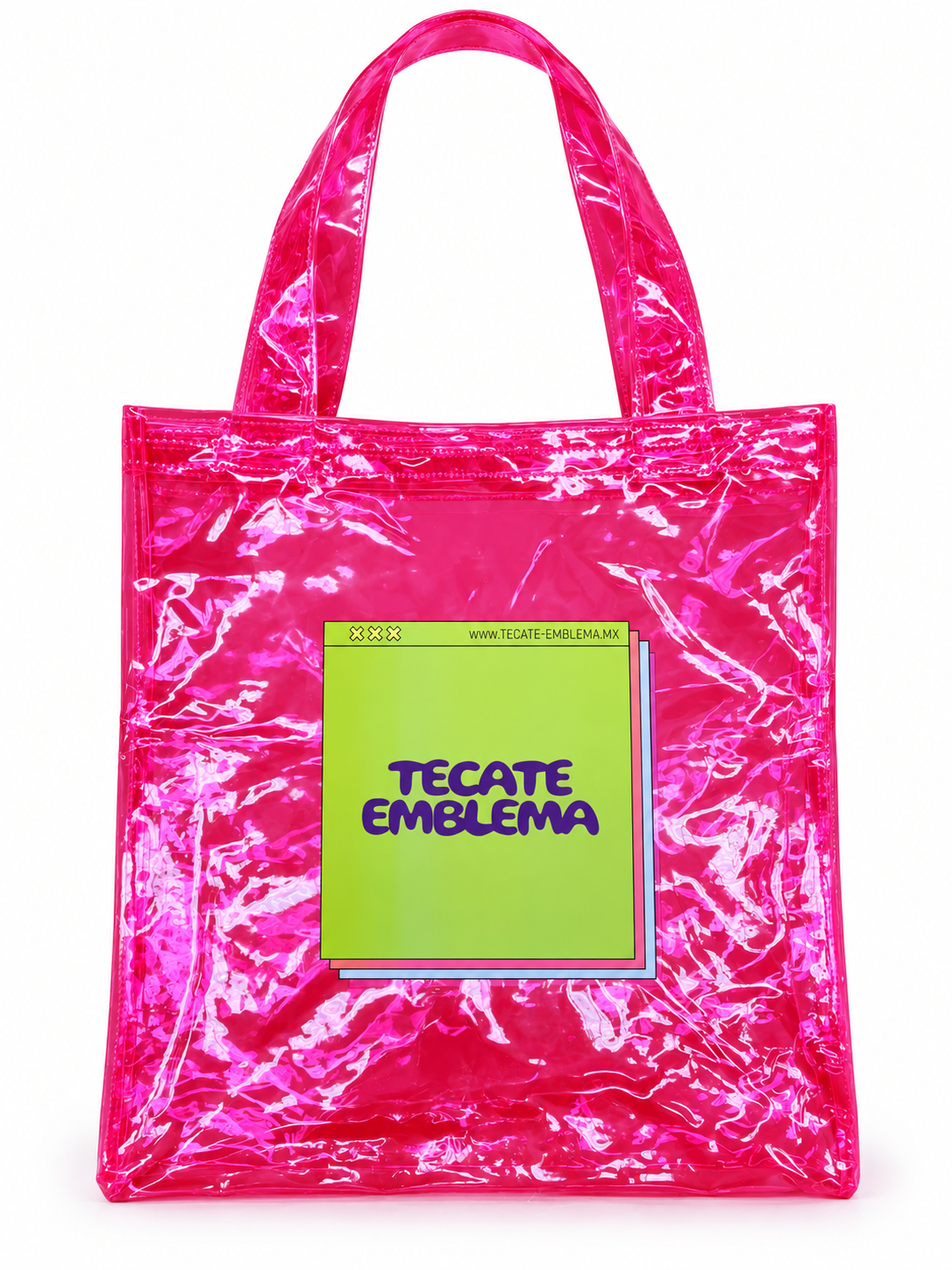 Transparent hot pink Tecate Emblema tote-16.png