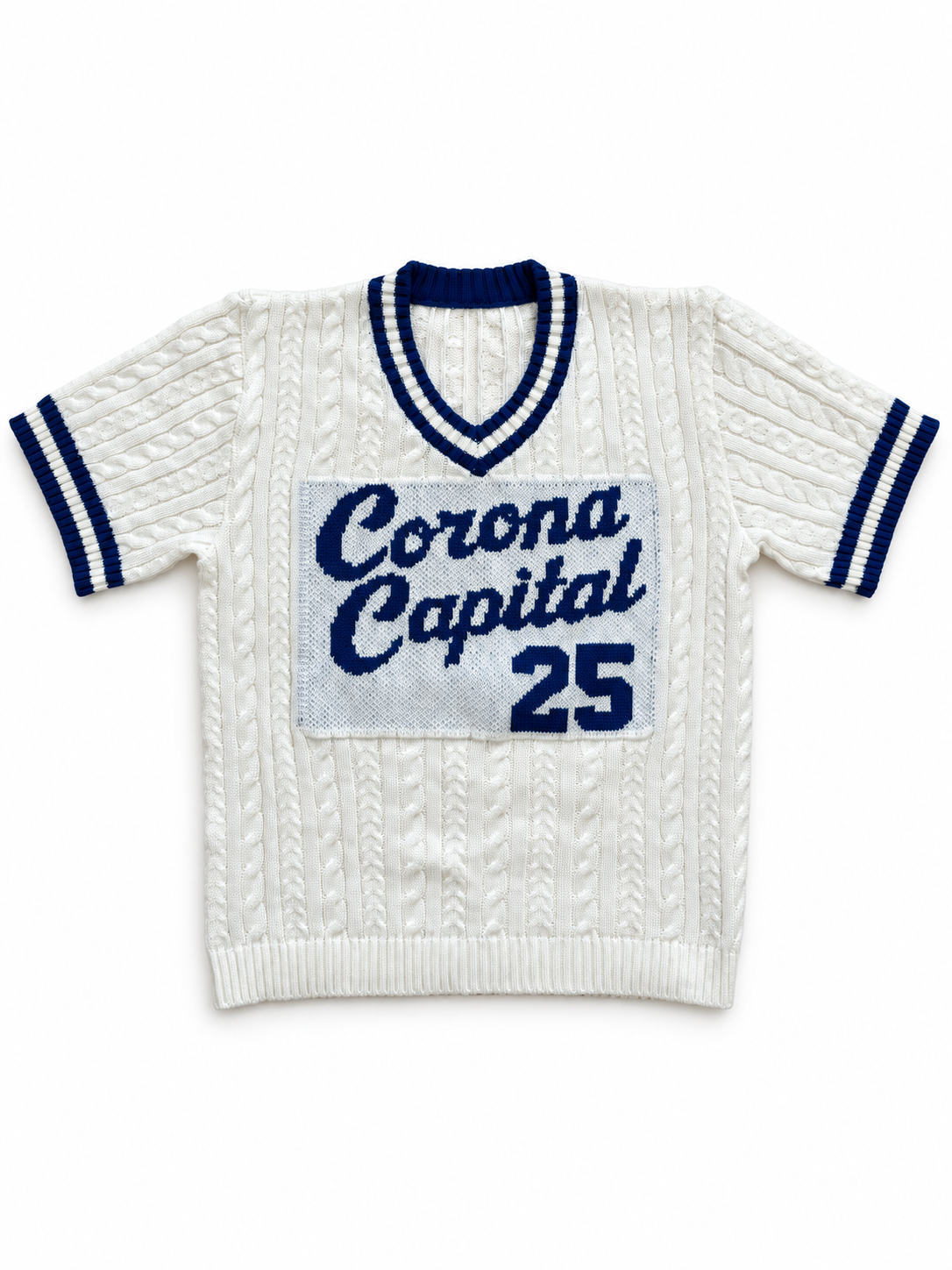 White cable-knit Corona Capital sweater-10.png