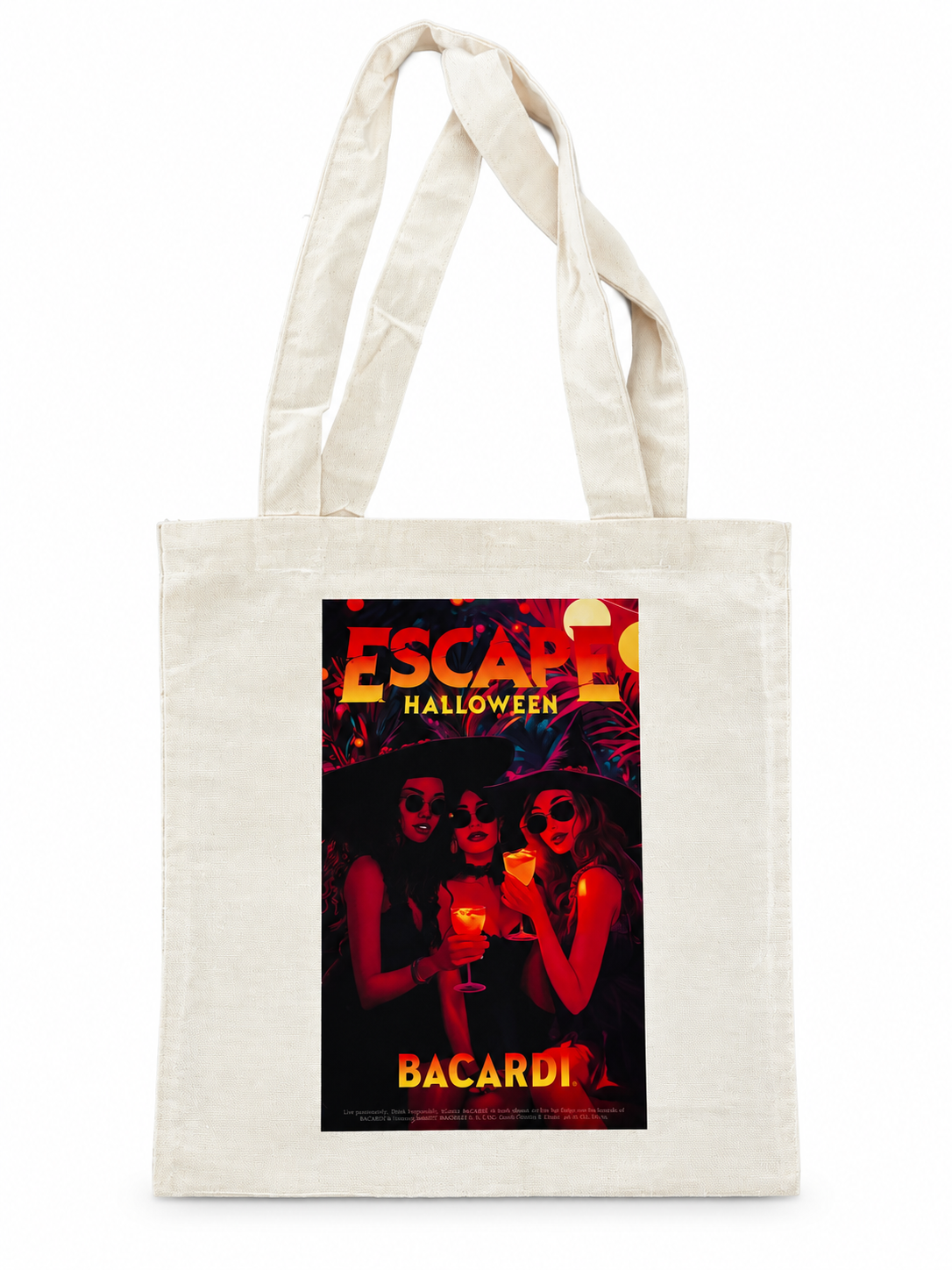 Cream Halloween Bacardí Printed Tote-3.png