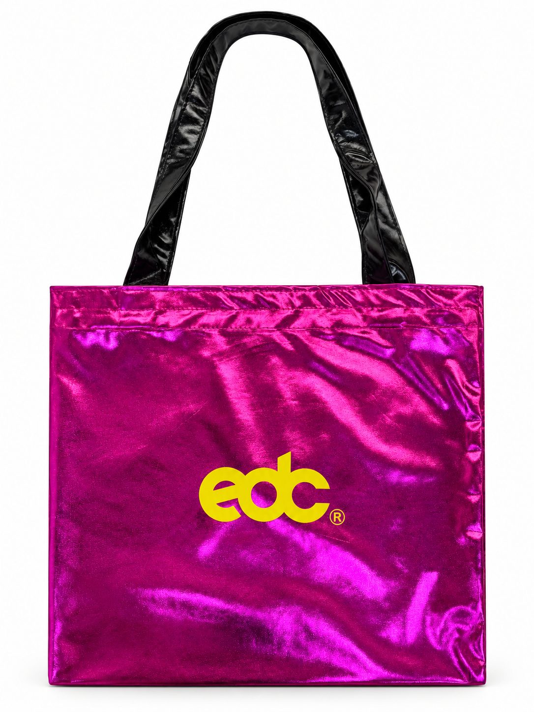 Magenta metallic EDC tote with black handles-1.png