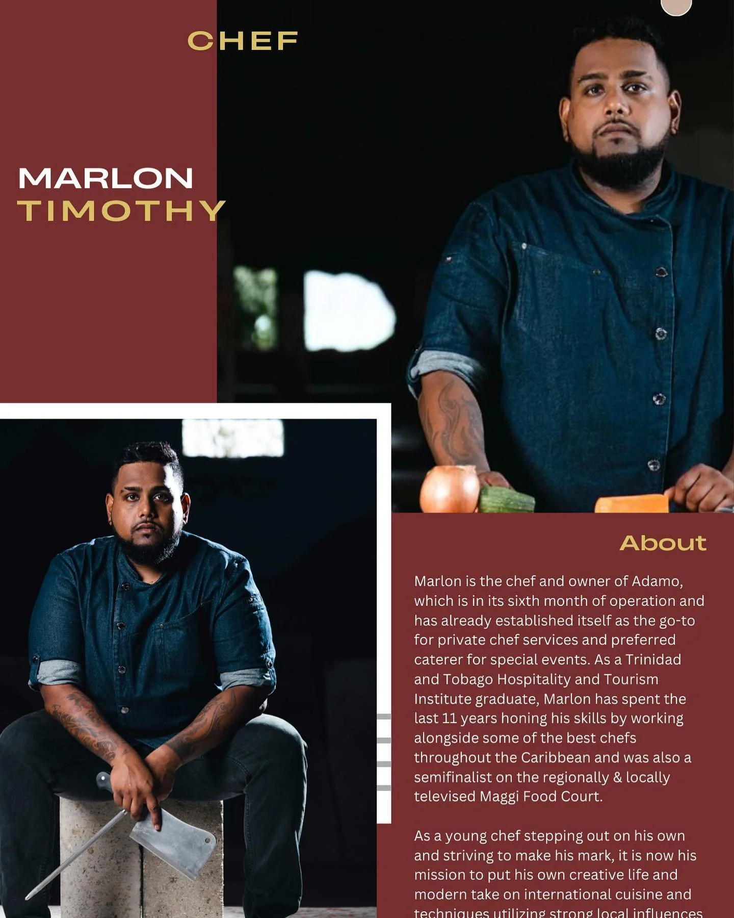 @chef_marlo_86 is a young entrepreneurial chef, founder of  @adamo__tt and one of TCA&rsquo;s own chef developers who is actively involved in promoting culinary excellence throughout his career.