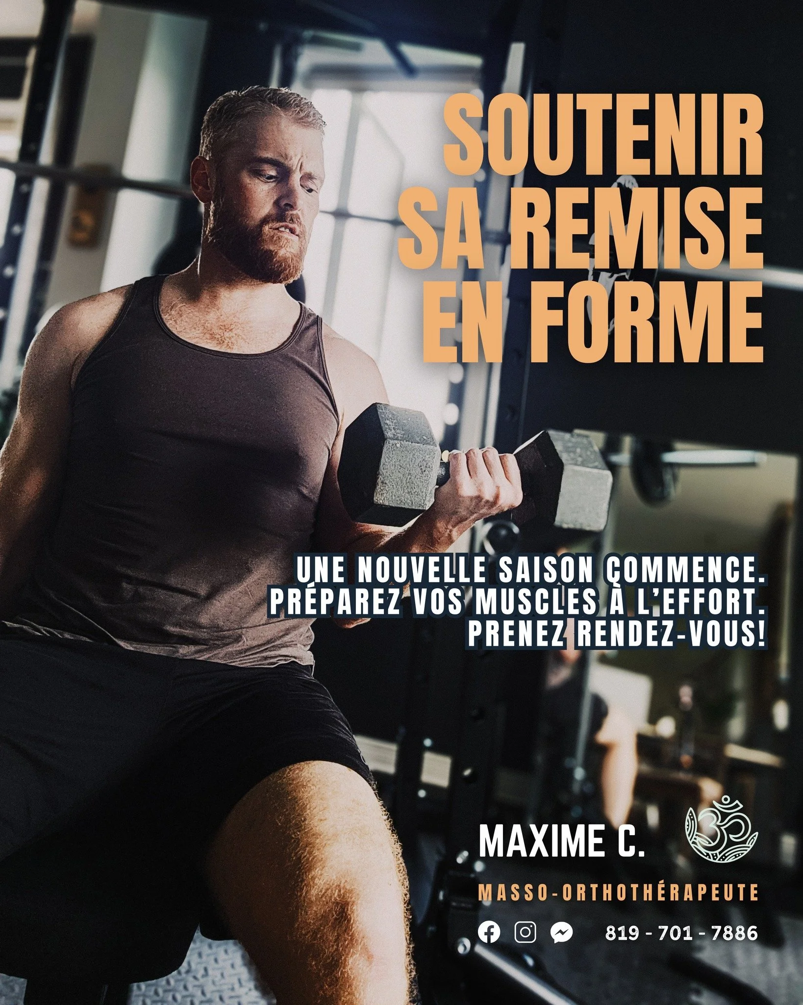 Avec la rentr&eacute;e revient le gym et la pratique sportive.

Une s&eacute;ance en masso, kin&eacute; et orthoth&eacute;rapie peut r&eacute;duire la douleur musculaire, favoriser le plein mouvement des articulations et soulager le stress de perform