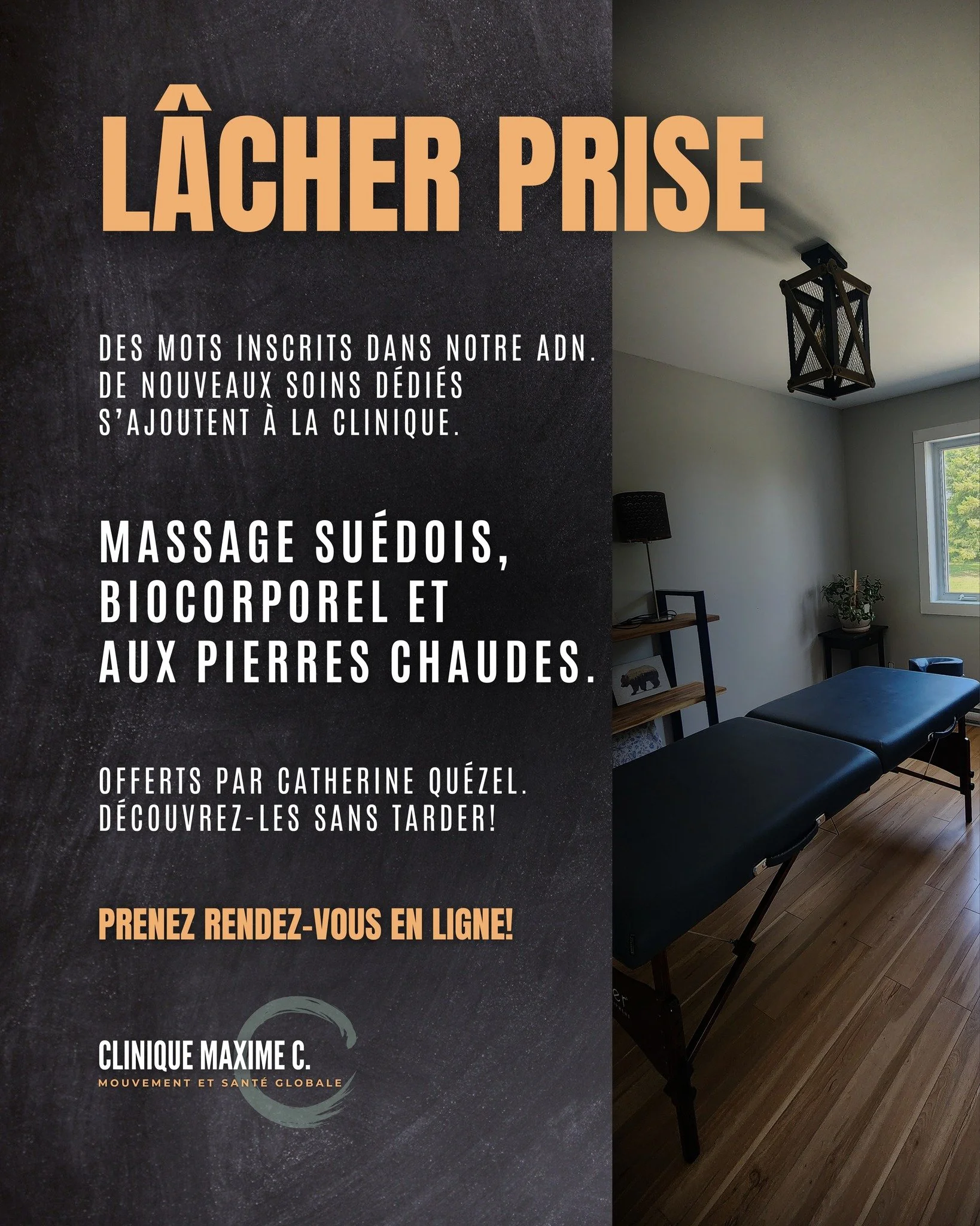 &quot;L&acirc;cher prise&quot; est inscrit dans notre ADN depuis le d&eacute;but.

Une gamme de soins d&eacute;di&eacute;e s'ajoute &agrave; notre offre de soins.

Souhaitons la bienvenue &agrave; Catherine Qu&eacute;zel, qui rejoint notre &eacute;qu