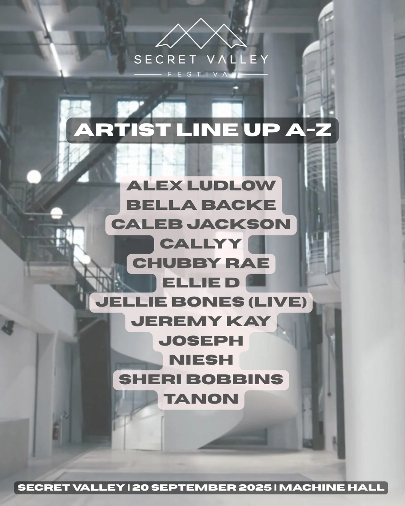 It&rsquo;s official&hellip; we&rsquo;ve locked in the ENTIRE Machine Hall for one unforgettable night. 

Our community. Our space. Our soundtrack.

The A-Z line up is here, and we think it&rsquo;s pretty exceptional! 

As an extra juicy treat, @camp.