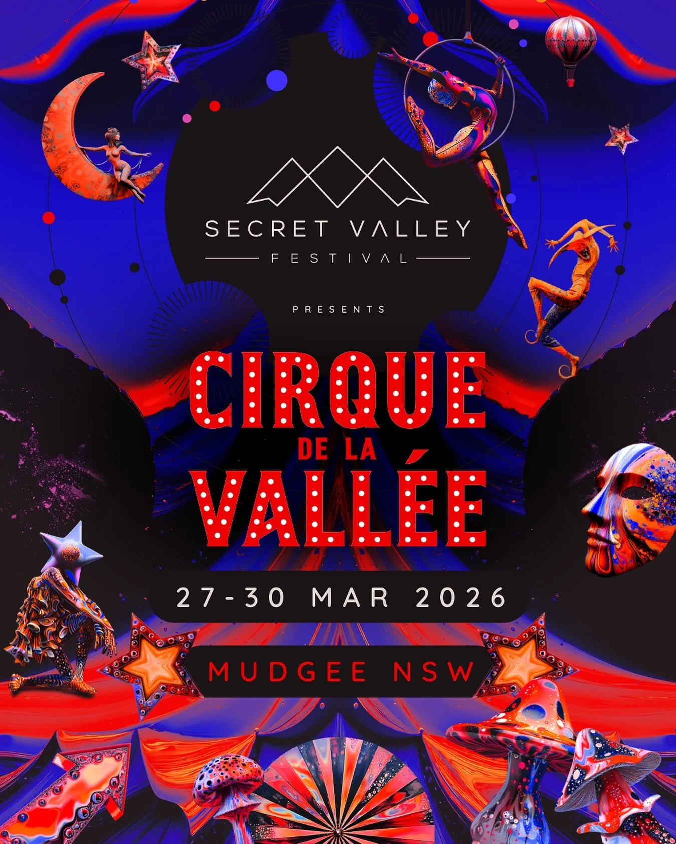 Step Right Up&hellip; The Secret&rsquo;s Out.

You&rsquo;re invited to Cirque de la Vall&eacute;e 🎪

This year, Secret Valley transforms into a world of wonder, mischief, and mystery. A sensual fusion of circus and Moulin Rouge, where the curious, t
