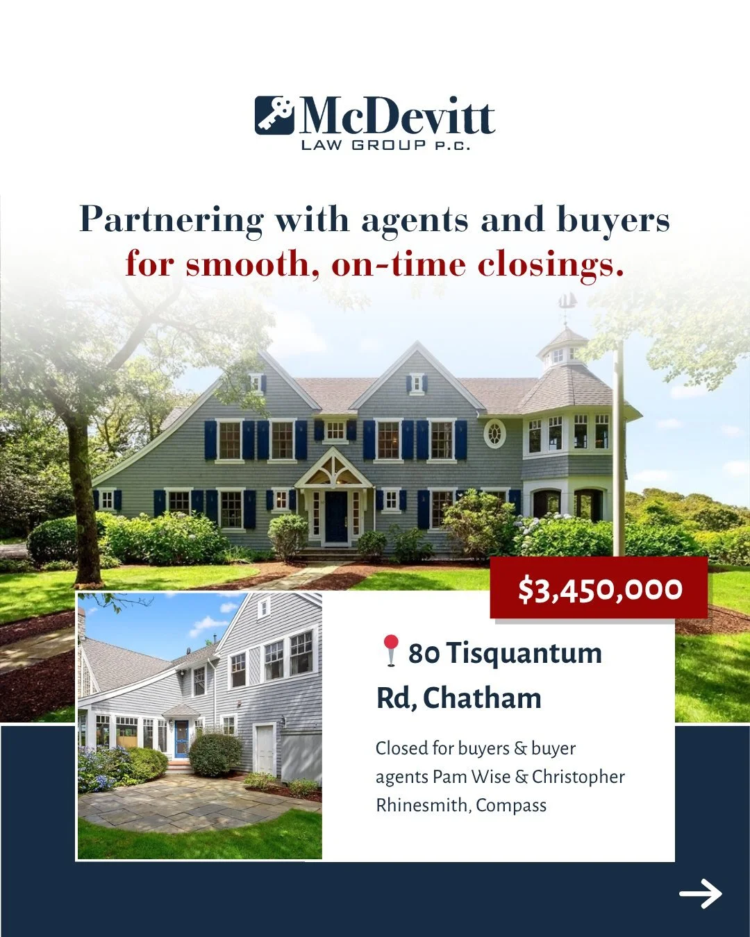 We&rsquo;re proud to have supported buyers and their agents in recent South Shore and Cape Cod transactions, including:

80 Tisquantum Rd, Chatham
$3,450,000 with Pam Wise &amp; Christopher Rhinesmith, Compass

161 Winter Street, Duxbury
$1,175,000 w