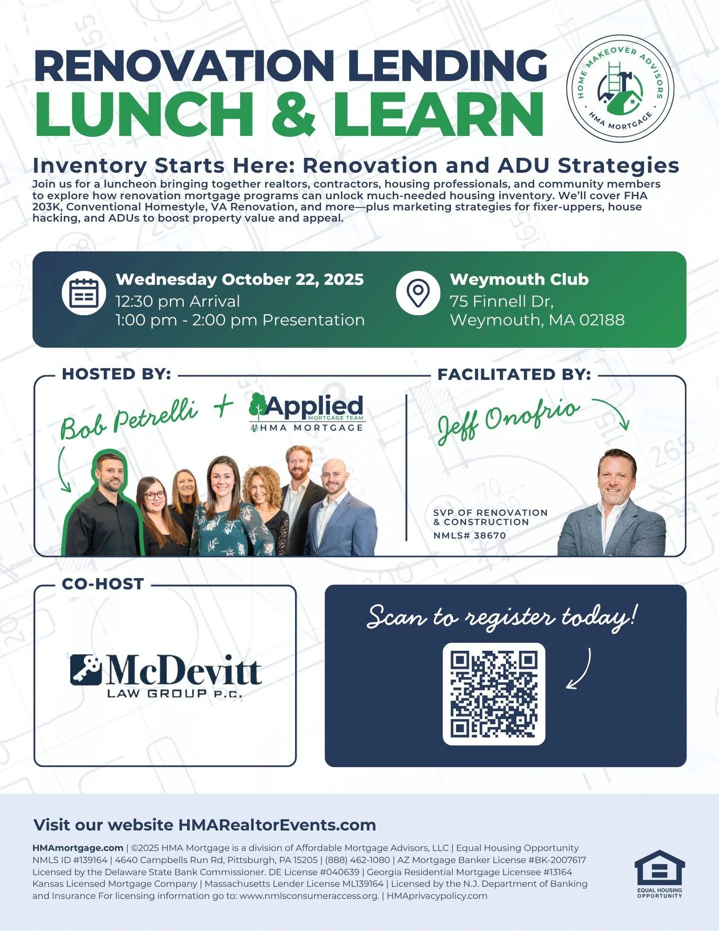 Are your clients thinking about tackling a fixer-upper, or adding more space?

Realtors and Real Estate Professionals, Join us for a Renovation Lending Lunch &amp; Learn at the Weymouth Club to explore how renovation loan programs can make it possibl