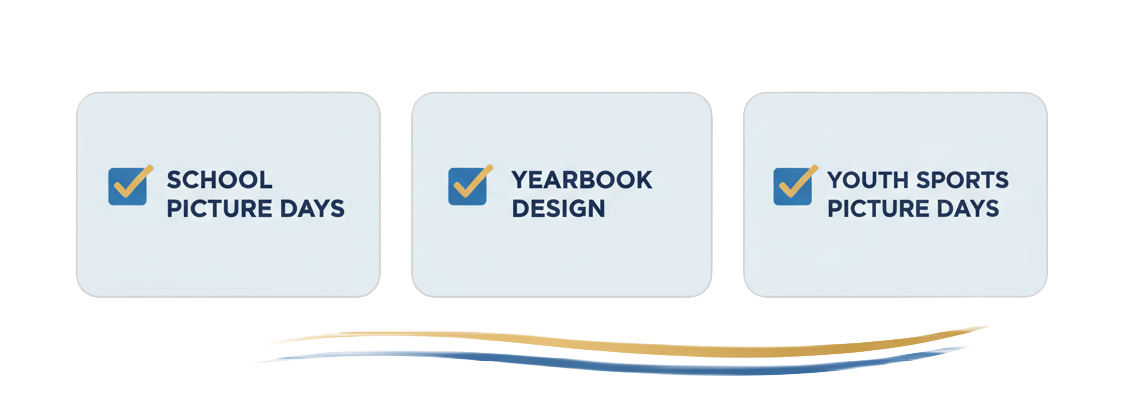 Schoolypics services graphic to show that we provide photography for schools and sports teams and we help create school yearbooks