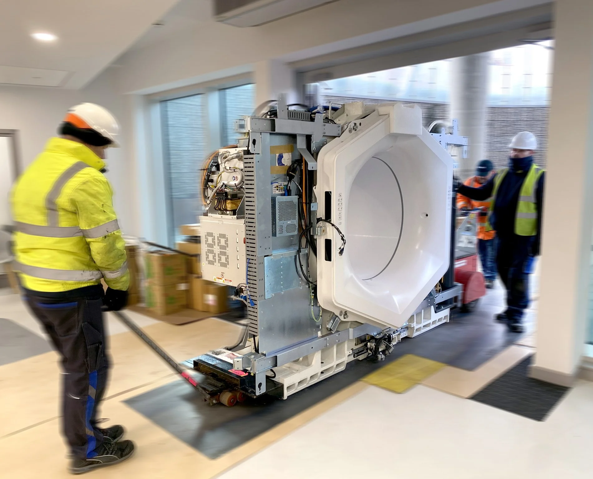 Varian Halcyon radiotherpy system partially assemble for easy transport and assembly at final site