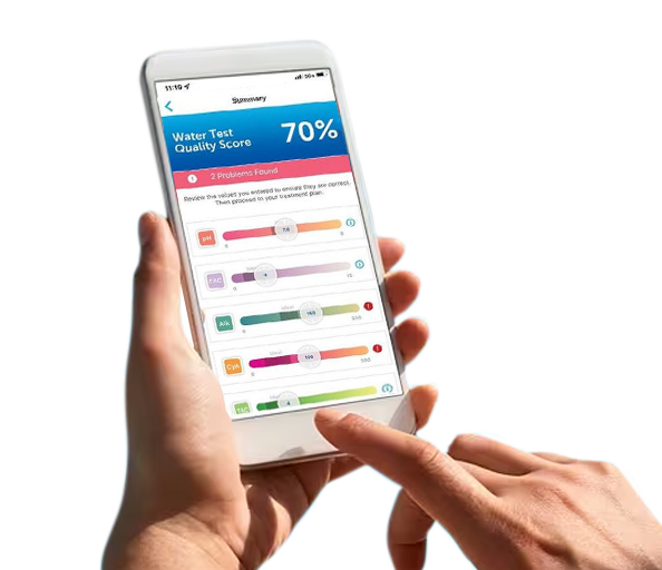 Leslie's AccuBlue Home app to assess pool water health and necessary steps needed for balancing / managing water quality