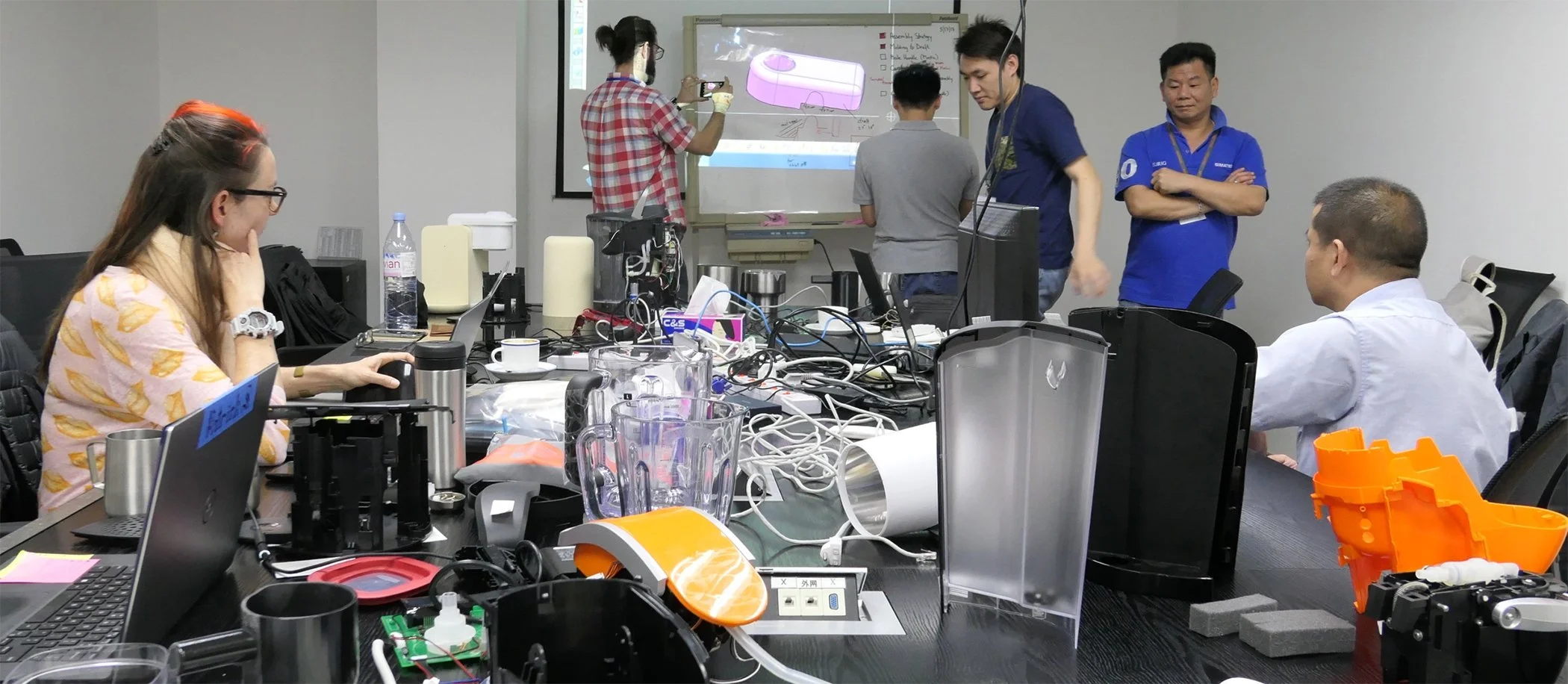 Cross-functional design and engineering team collaborating on product development directly with client's contract manufacturer and tool makers.