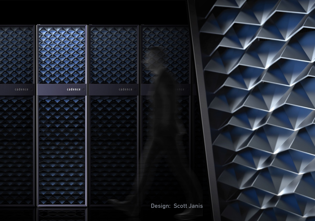 Cadence's Palladium Z1, the first datacenter-class emulation system. Enterprise hardware design integrating performance, brand language, and scalable systems