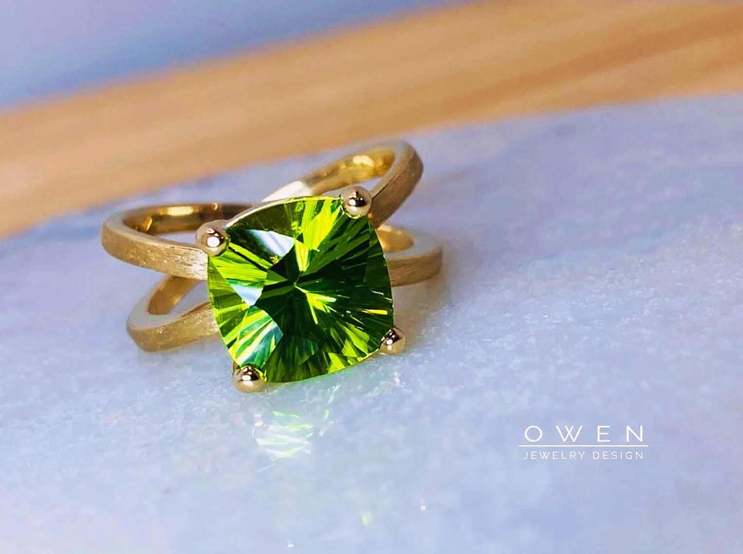 CUSTOM YELLOW GOLD PERIDOT RING