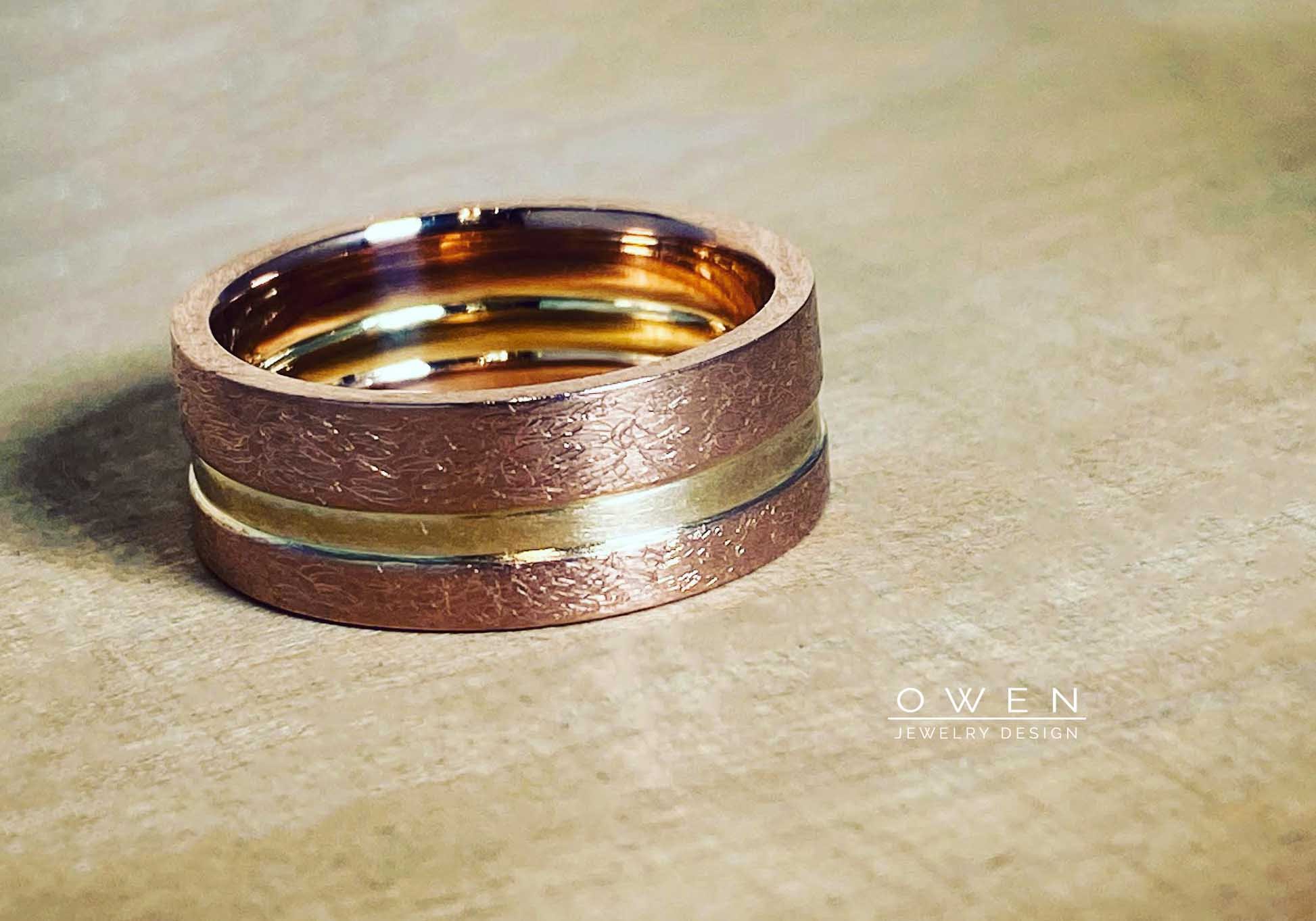 CUSTOM YELLOW AND ROSE GOLD WEDDING BAND